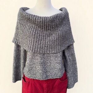 💖 AERIE Cowl-Neck Cropped Pullover Sweater, Size L